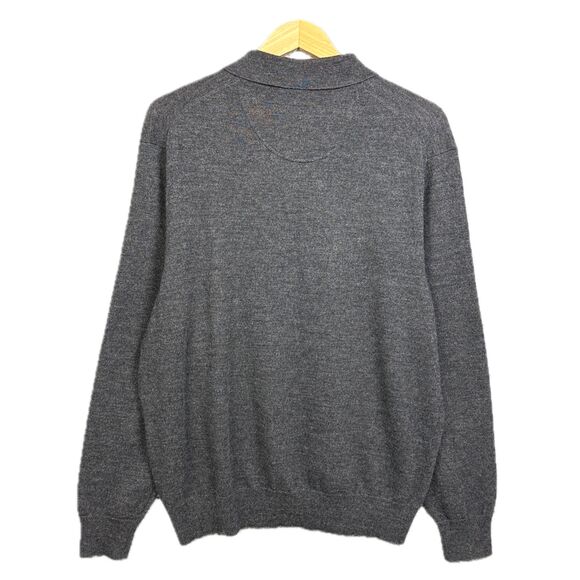 Club Room Sweater XL Gray Merino Wool Acrylic Collared Henley Long Sleeve - Picture 3 of 7